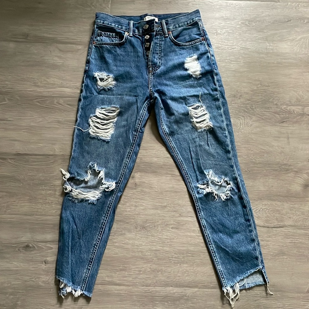 3 for $20 Forever21 extra distressed button up jeans